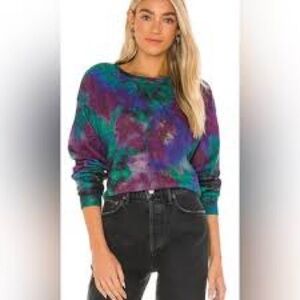 PAIGE Tie-Dye Cropped Sweatshirt Pullover